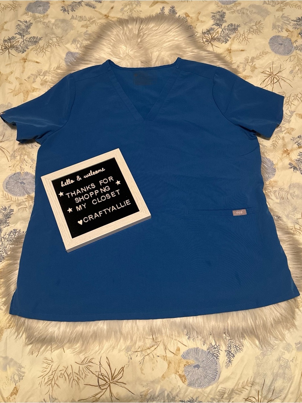 FIGS Casma Scrub Top in Royal Blue | Women’s XL
